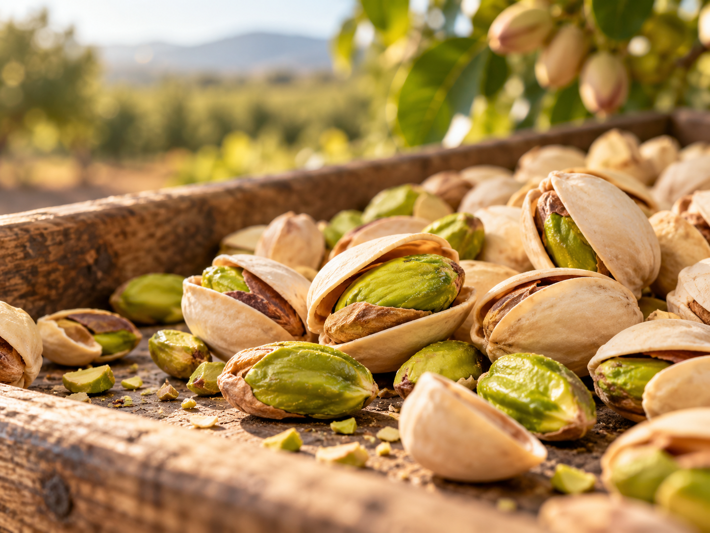 Close-up photograph of premium pistachios in shells